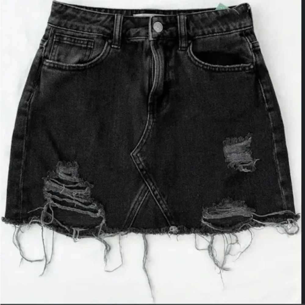 PacSun Black Distressed Mini Skirt
